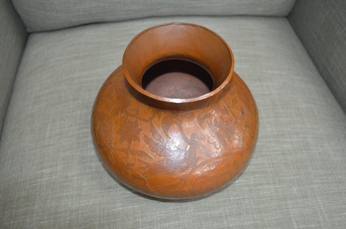 Vintage copper vase engraved - vintage,